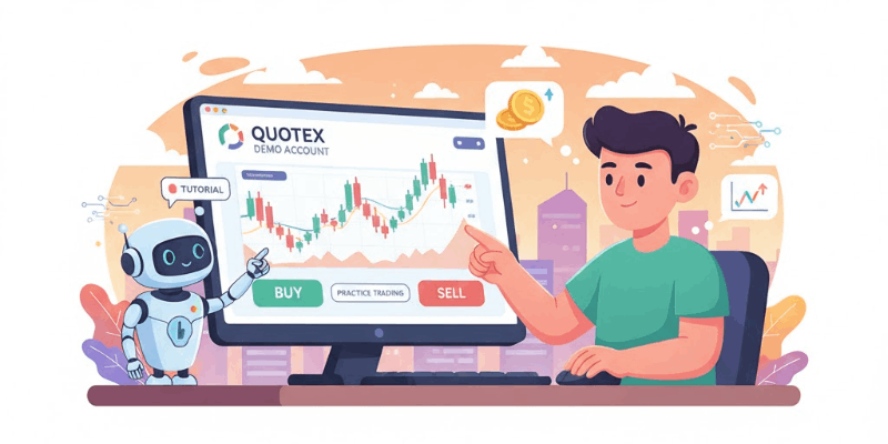 Quotex ڈیمو اکاؤنٹ پر ٹریڈنگ کی مشق کرنا۔