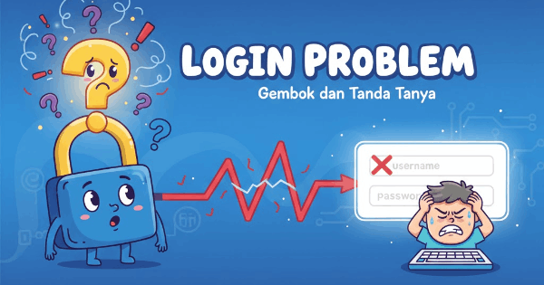 Ilustrasi seseorang sedang memecahkan masalah login di perangkat mobile