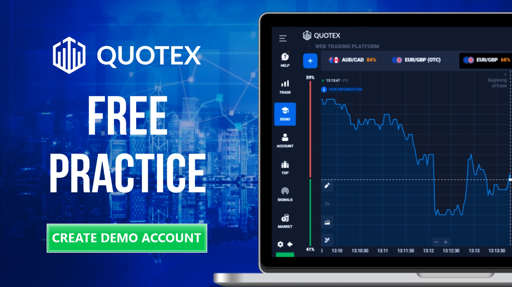 Tampilan antarmuka platform trading Quotex