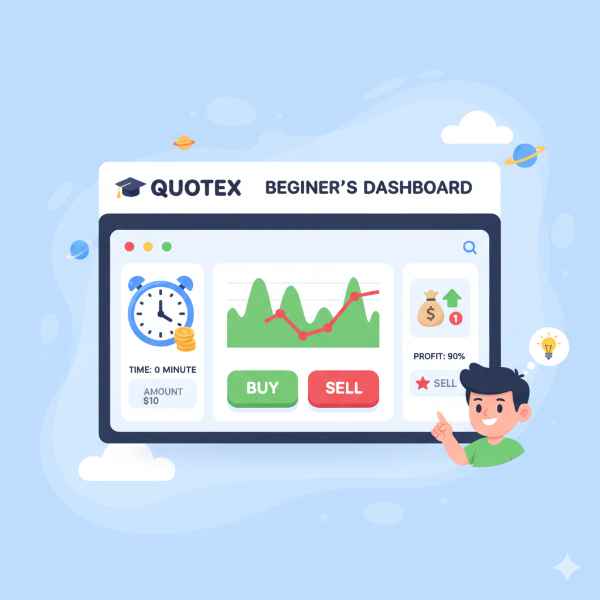 Tampilan platform trading Quotex untuk pemula